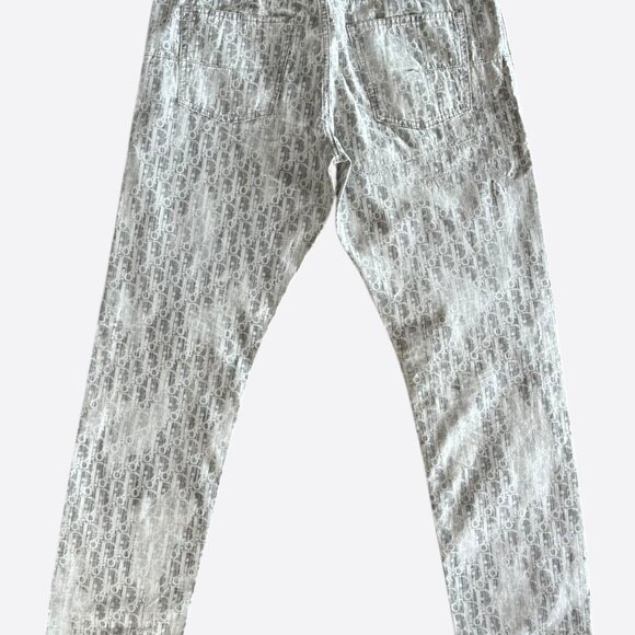 Dior Grey & White Distressed Oblique Slim Jeans - Picture 2 of 6